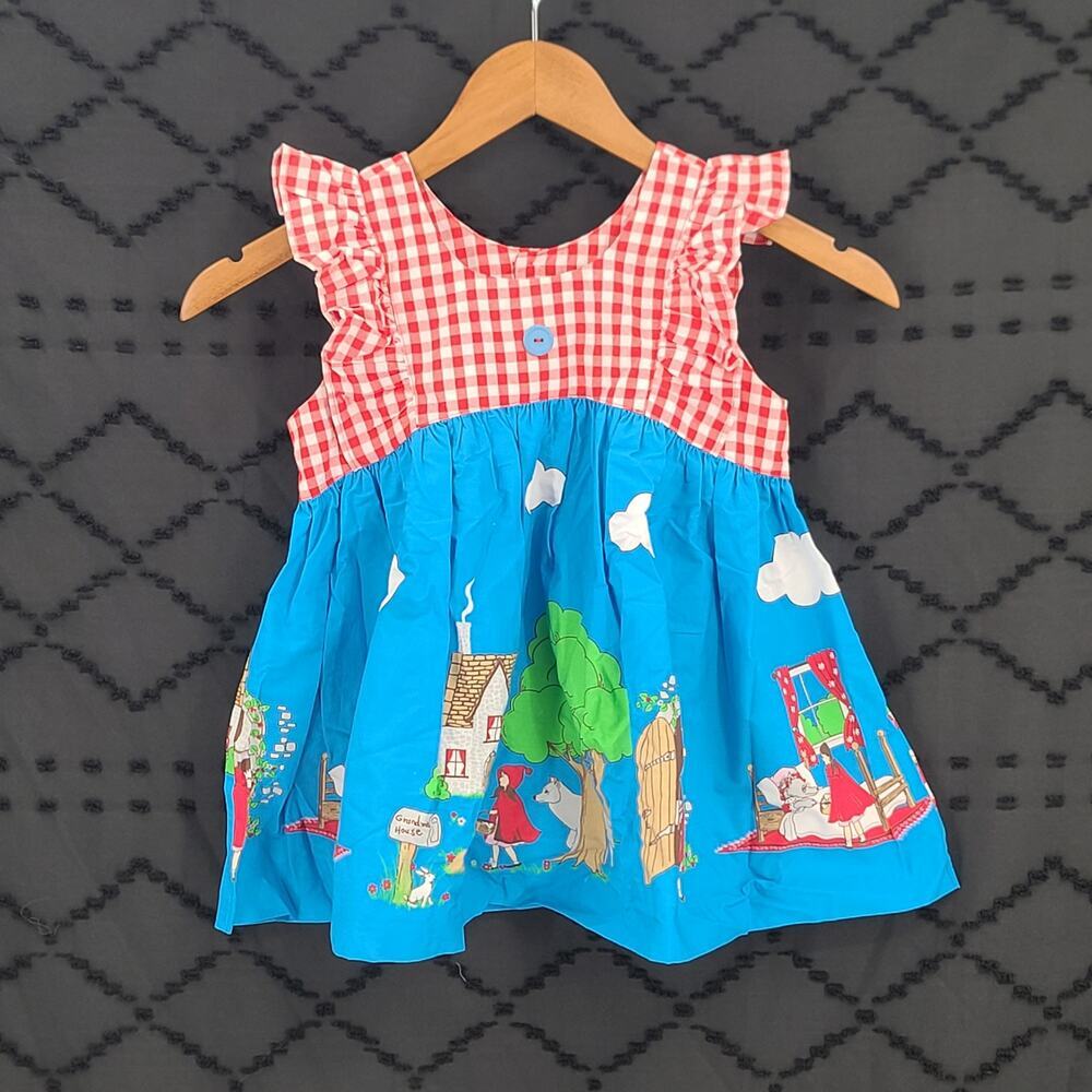 Eleanor Rose girls Little Red Riding hood top red gingham Size 6-7 Kidcore